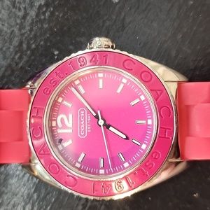 Coach*Pink*Sport Watch Stainless Steel Face Adjustable Band Perfect for Gym!
